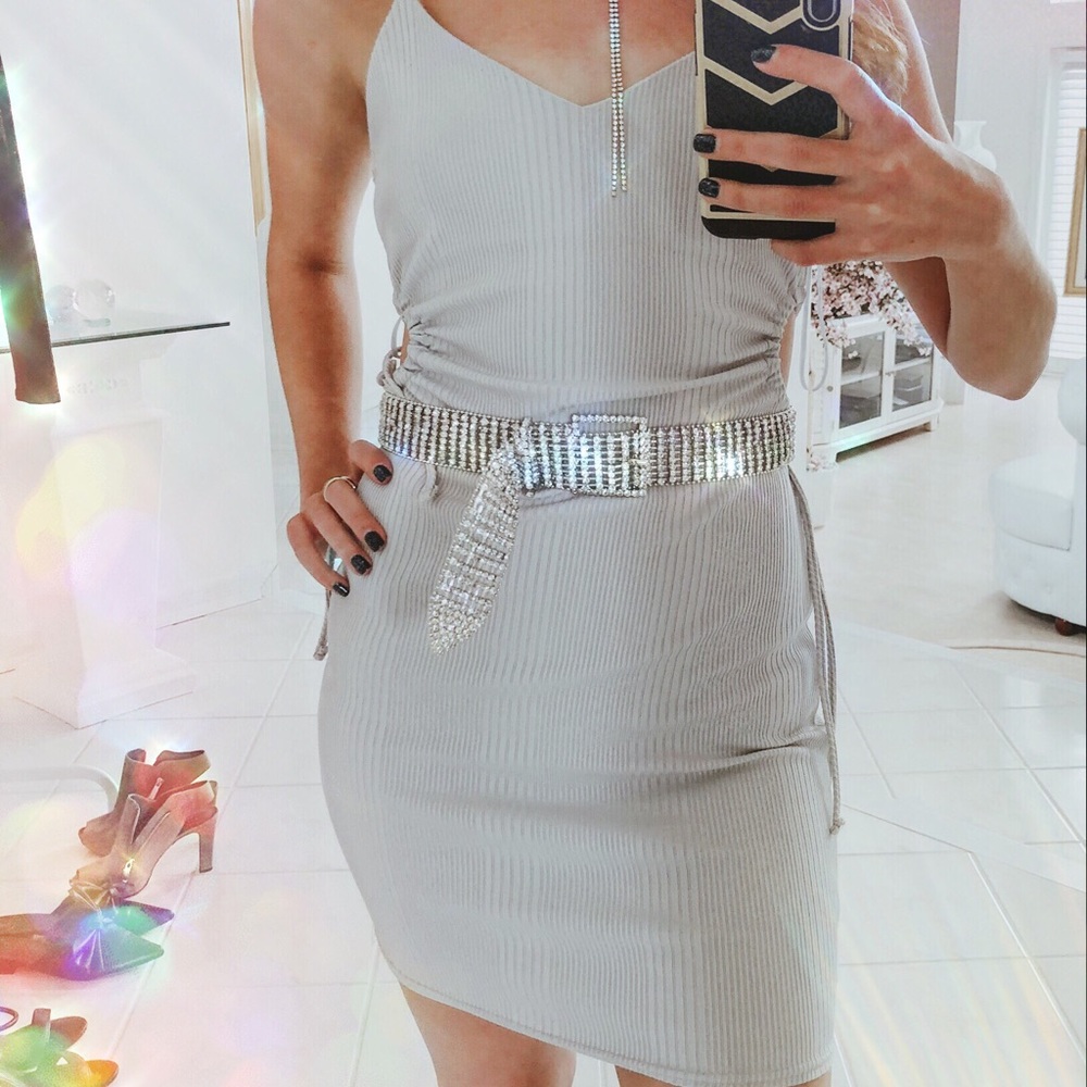 Gray Bodycon Cut Out Dress